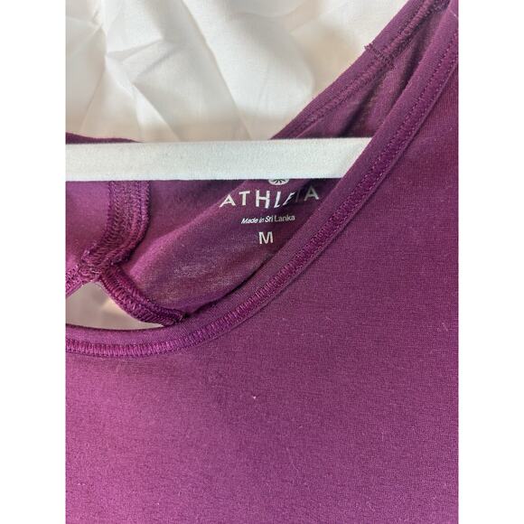 Athleta Repetition Tee Size Medium Women Burgandy Keyhole Back top workout - Picture 2 of 5